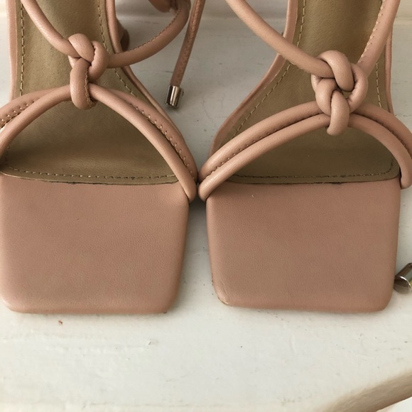 EGO Pale Pink My Angels Square Toe Lace-Up Sculptured Heel Sandals - Picture 7 of 10
